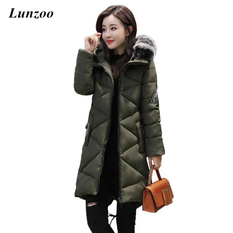 

2017 Europe Style Warm Hooded Women Winter Long Jacket Fashion Large Fur Collar Thick Winter Female Outwear Plus Size S-3XL Coat