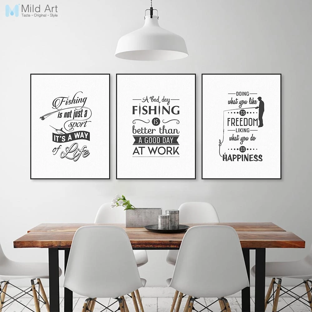 Vintage Fishing Typography Motivational Quotes Posters Nordic Living Room Wall Art Pictures Home Decor Canvas Painting No Frame Painting Calligraphy Aliexpress