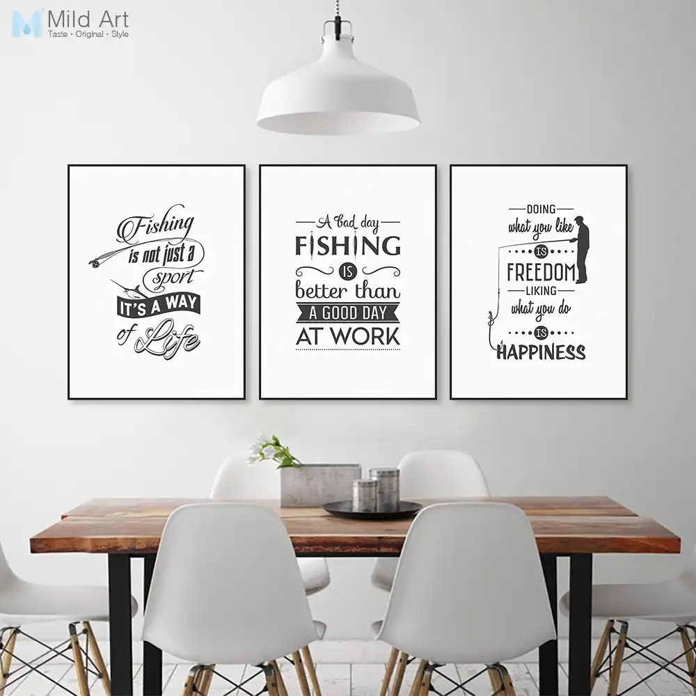 Vintage Fishing Typography Motivational Quotes Posters Nordic Living Room Wall Art Pictures Home Decor Canvas Painting No Frame Aliexpress