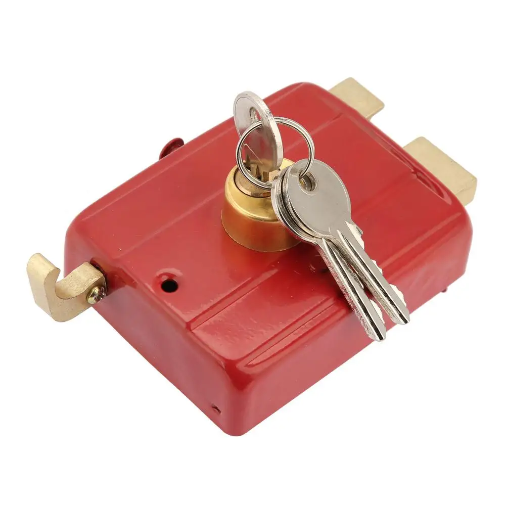 

Heavy Duty Deadbolt Rim Lock Security door Lock Dead Bolt Lock with Keys for Front Door Red Nightlatch Suitable For Gate Single