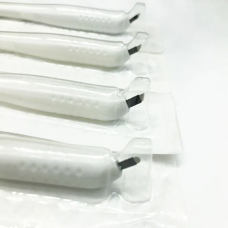 

10pcs Disposable Eyebrow Microblading Manual Pen With Needle Permanent Makeup 18 U Blades Disposable Sterile Microblades