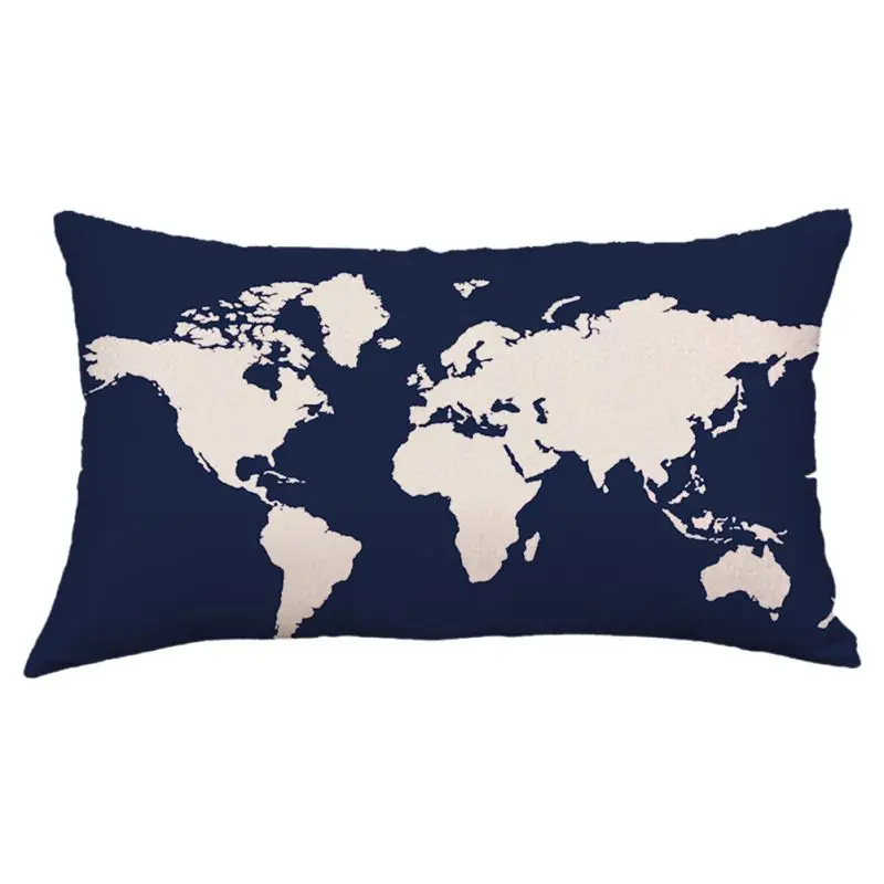 Нордическая прямоугольная наволочка с принтом карта мира, льняная наволочка, декоративная подушка, домашний декор - Цвет: A
