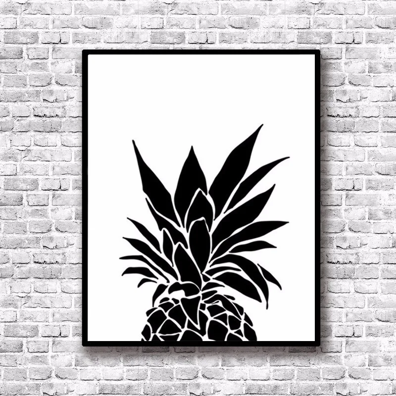 

Modern Nordic Black White Minimalist pineapple Quotes Art Print Poster Wall Picture Canvas Painting Living Room Decor