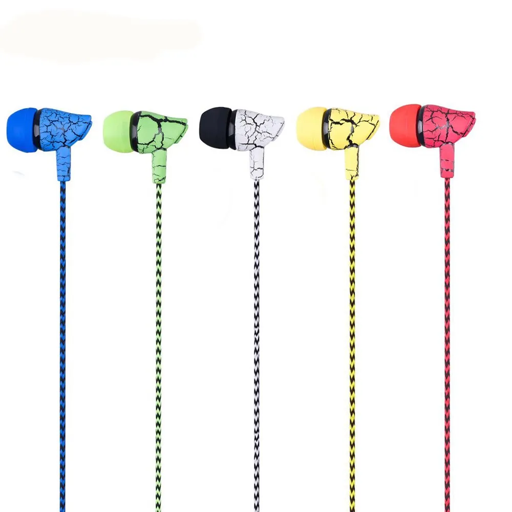 Crack Earphone In-Ear Cloth Line earbuds Stereo Bass Music Earpieces with Mic for iphone LG xiaomi | Электроника