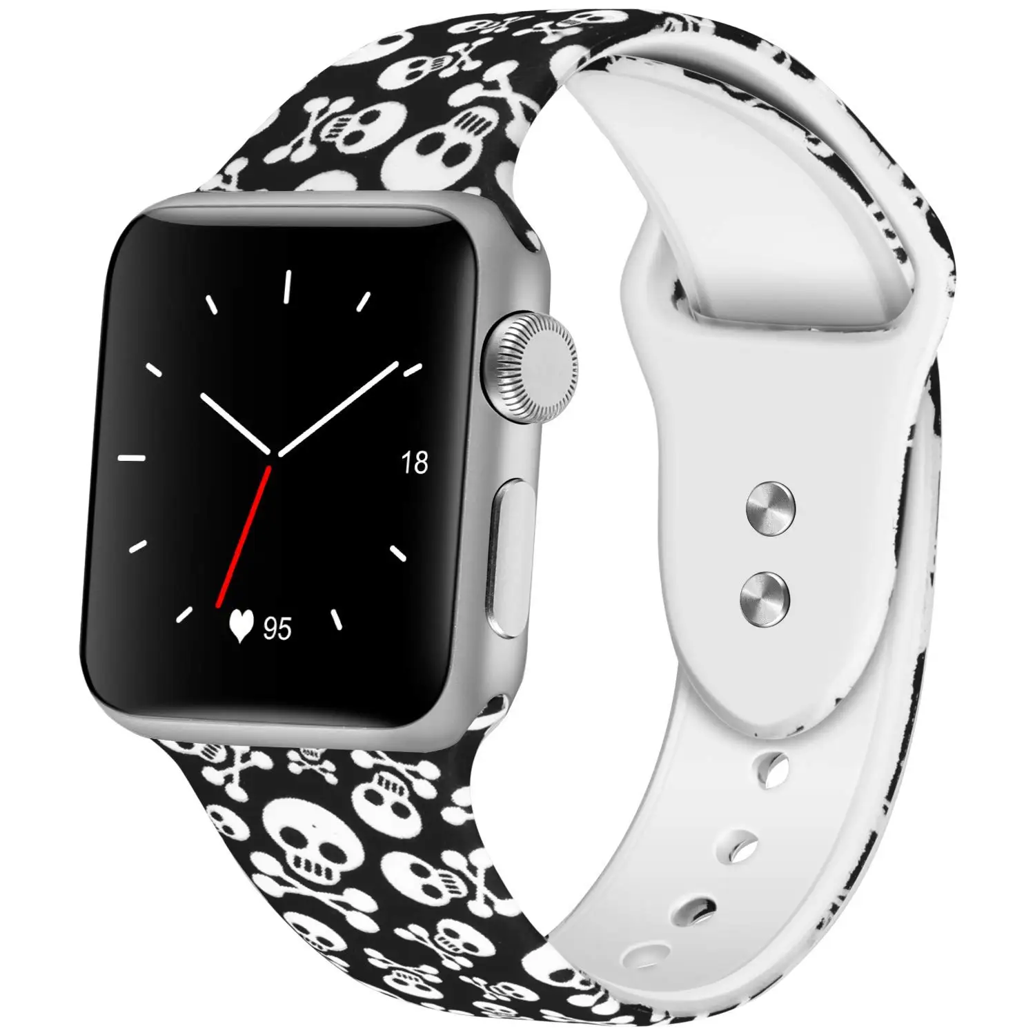 Apple Watch Band 42 мм 44 мм, череп Мягкие силиконовые Fadeless Печатные Сменные полосы для iWatch серии 1,2, 3,4