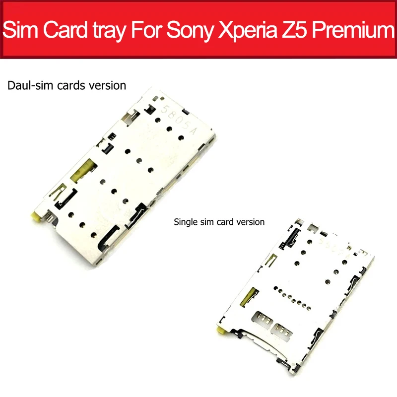

100% Genuine Sim Card tray For Sony Xperia Z5 premium E6853 E6883 Daul Sim-Cards slot For Sony z5 premium single Sim card reader