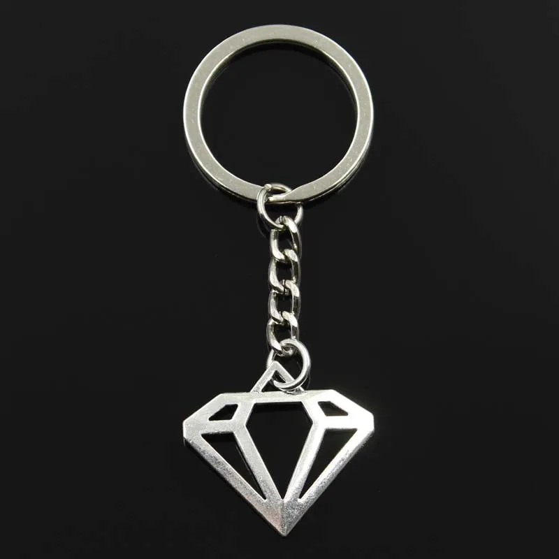 New Keychain 28x30mm Flat Diamond shaped Frame Pendants DIY Men Car Key