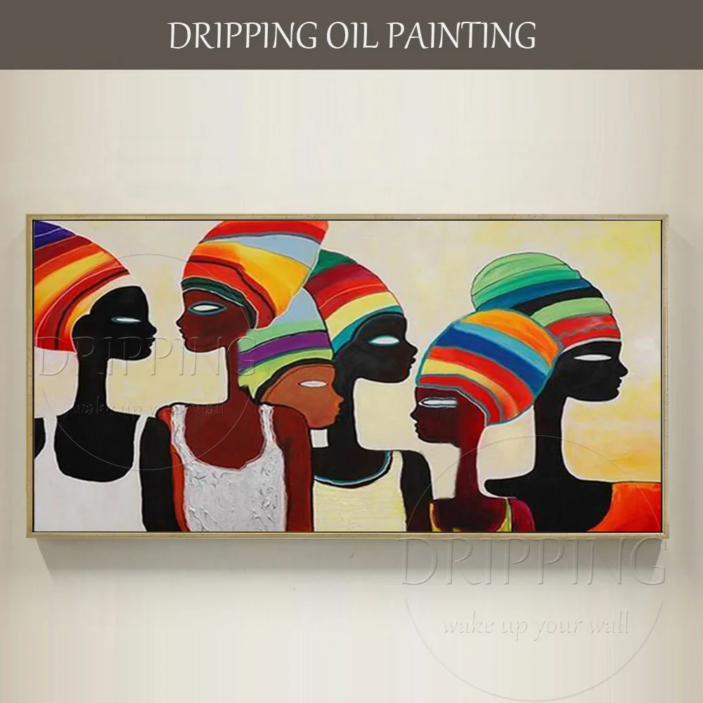 

Cheap Price High Quality Hand-painted Abstract African Woman Oil Painting on Canvas Abstract African Woman Portrait Oil Painting