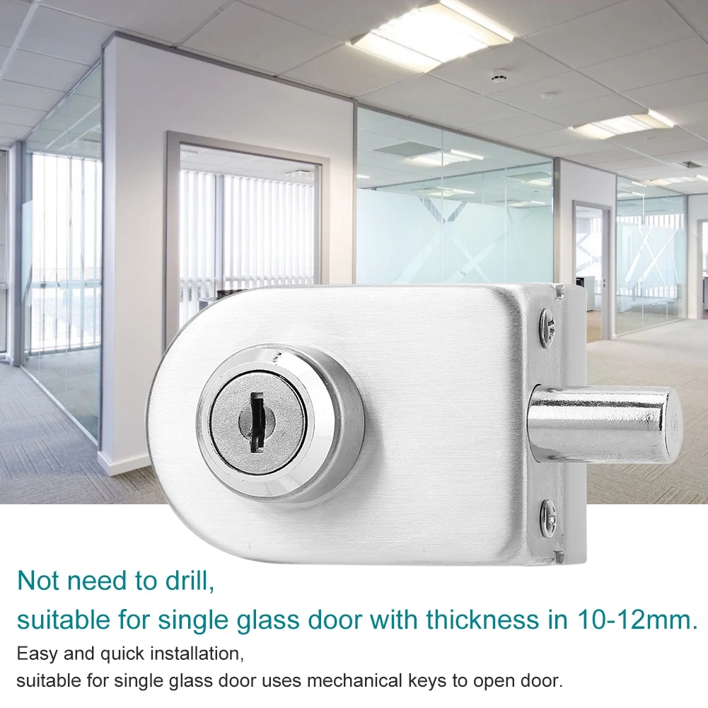 Single Glass Door Lock Latch with Keys for Home Sercurity Accessories 188B