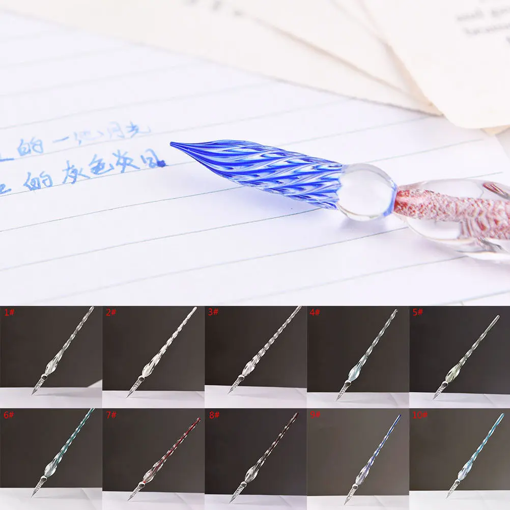 10 styles Glass Signature Pen Dip Pen Fountain Pens Crystal Dip Sign Craft Collection Supply Bussiness Offices School Stationery