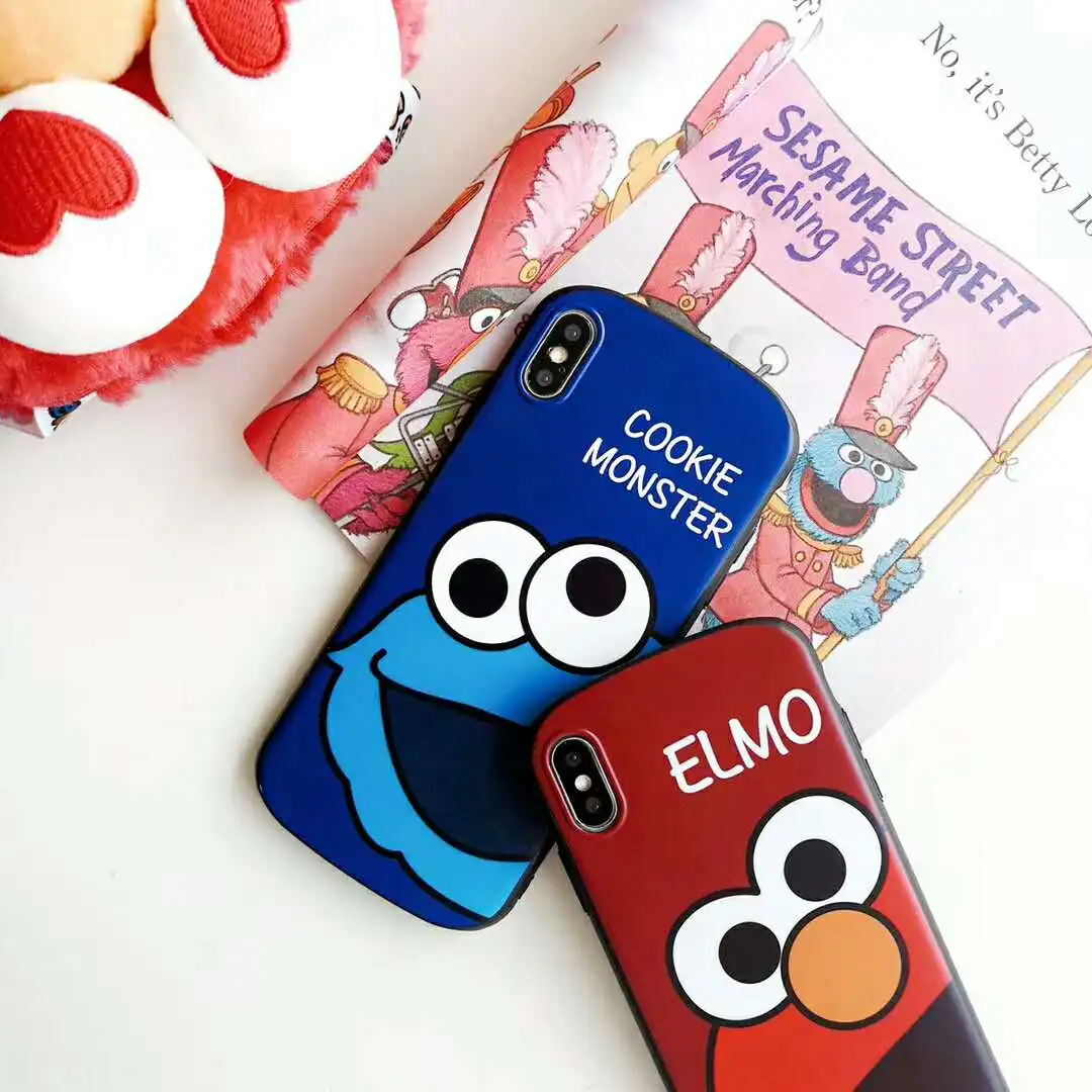 

Sesame Street Cookie Monsters Cartoon Curved Shield Phone Case for iPhone Xr Xs Max X 8 7 6 6s Plus Soft Silicone Back Cover