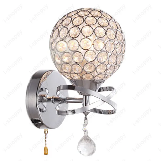 

Crystal Lamp 5W Wall Fixture Bedside Light Pull Switch/Not Globular Lampshade Living Room Hallway Hotel