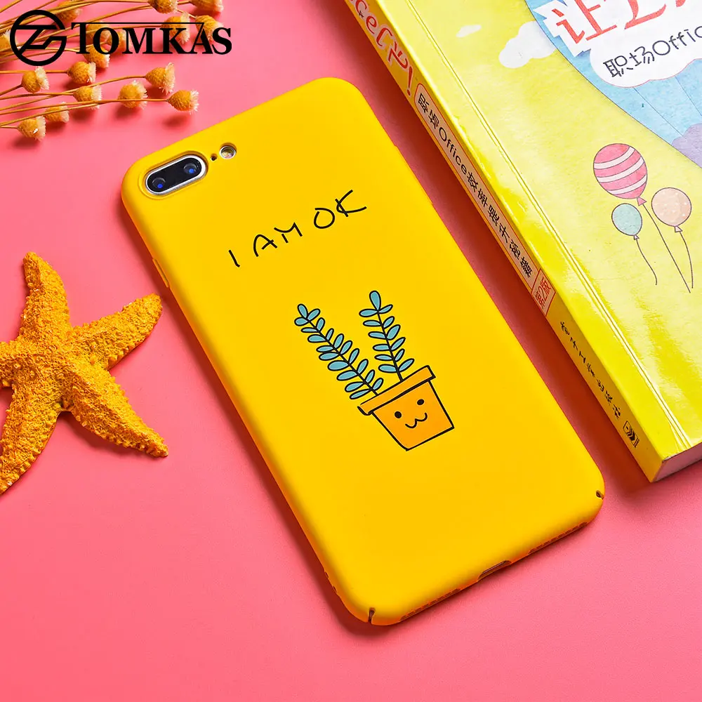 

TOMKAS Cute Case For iPhone 6 Case Cartoon Pattern Strawberry Phone Cases PC Back Full Cover For iPhone X 6s 7 8 Plus Case Coque
