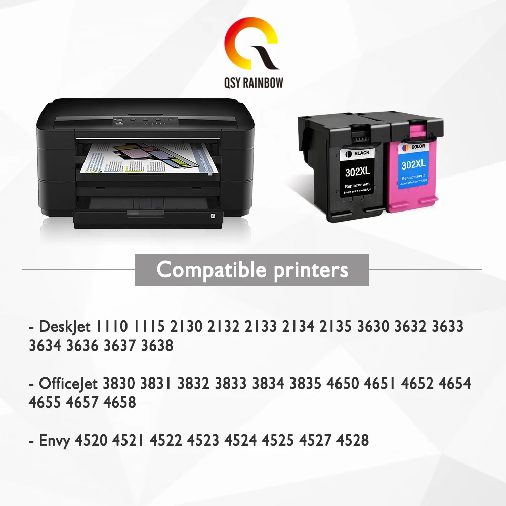 QSYRAINBOW 302XL Восстановленный картридж Замена для HP 302 XL чернильный hp Envy 4520 e All in One