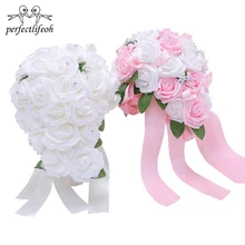 ПЭ Пена Цветок искусственный в форме капли Бирюзовый Королевский синий Свадебные букеты Кристалл Свадебные для невесты букеты