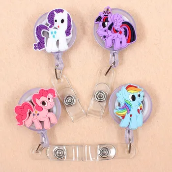 

Cartoon 60cm Silicone Candy Color Unicorn Retractable Badge Reel Student Nurse Exhibition Enfermera Name Card ID Card Chest