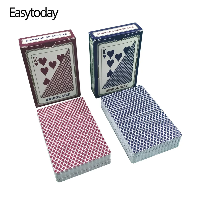 

Easytoday 2Pcs/Set PVC Poker Playing Cards Red And Blue Plastic Waterproof Baccarat Texas Hold'em Pokers Entertainment Games Set