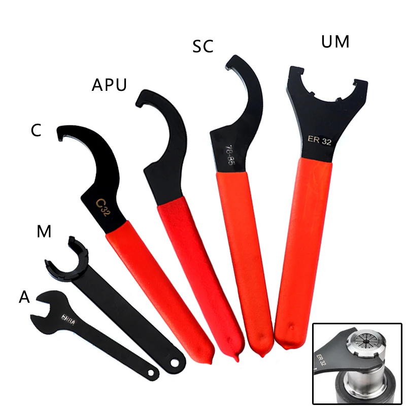 ER Collet Wrench UM/M/A/C/SC/APU Type ER Nut Key Drill Chuck CNC Tool Holder Spanner For Engraving Machine Computer Gongs 1PC ER Collet Wrench UM/M/A/C/SC/APU Type ER Nut Key Drill Chuck CNC Tool Holder Spanner For Engraving Machine Computer Gongs 1PC