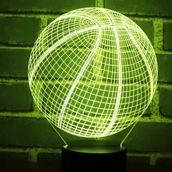 3D светодиодный Ночные огни баскетбол с 7 цветов свет для украшения дома лампы удивительный визуализации Оптические иллюзии Awesome