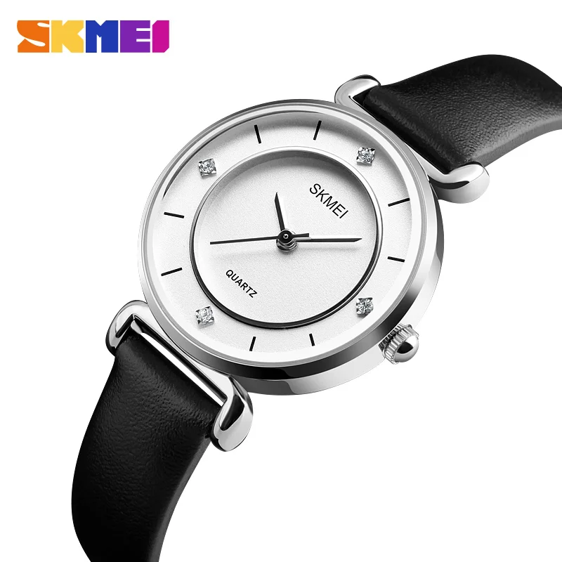 

Minimalist style wristwatch creative design Dot and Line simple stylish quartz fashion SKMEI Watch Women Rhinestone Watches