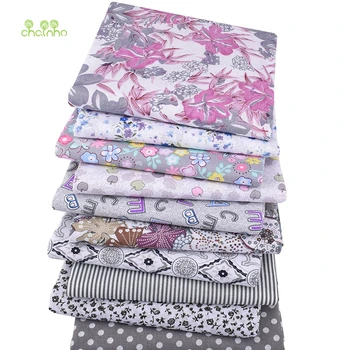 

Chainho,10pcs/Lot,Gray Floral,Cotton Plain Thin Fabric,Patchwork Clothes For DIY Quilting&Sewing,Fat Quarters Material,50x50cm
