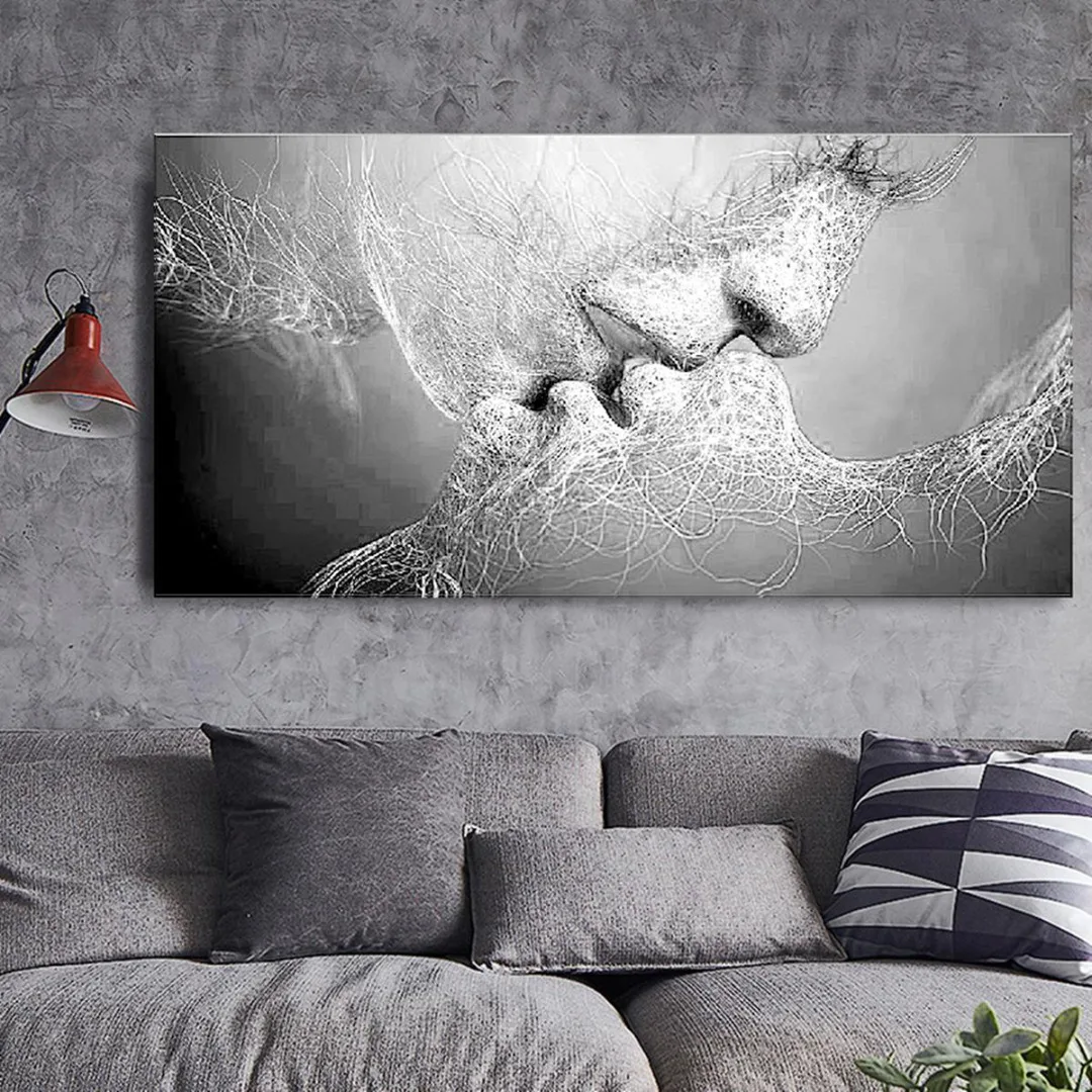 Abstract Art Painting Love Kiss Oil Painting on Canvas Art Painting For Living Room Wall Home Decorative Pictures Gift Frameless