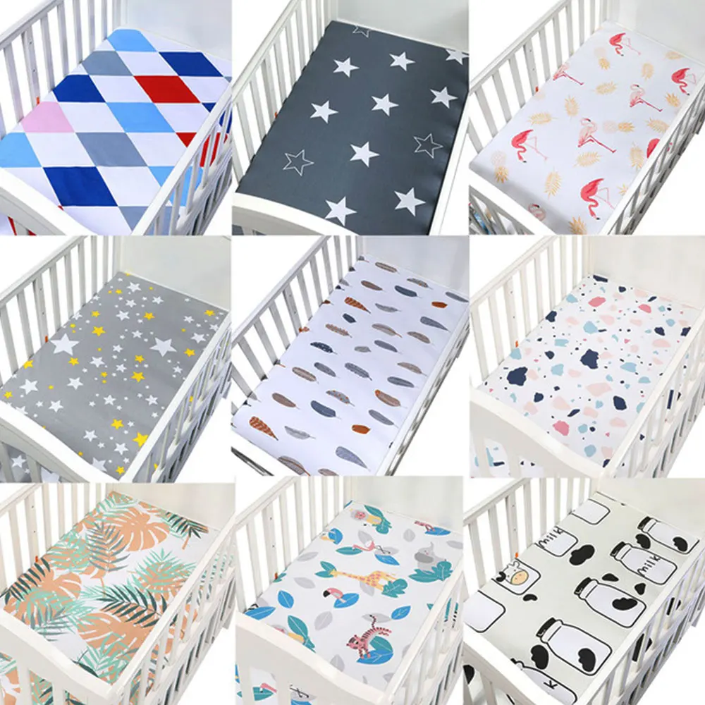 100% Cotton Crib Fitted Sheet Soft Breathable Baby Bed Mattress Cover Cartoon Newborn Bedding For Cot Size 130*70cm 100% Cotton Crib Fitted Sheet Soft Breathable Baby Bed Mattress Cover Cartoon Newborn Bedding For Cot Size 130*70cm