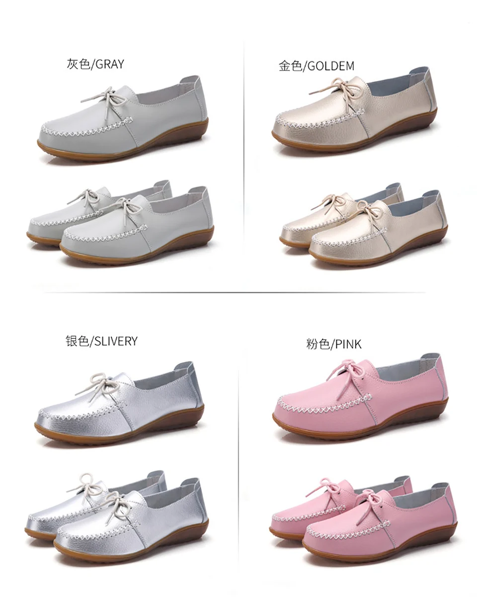 Genuine leather flats ladies Oxford shoes big size 270 loafers solid white shoes women new arrival casual flats woman shoes