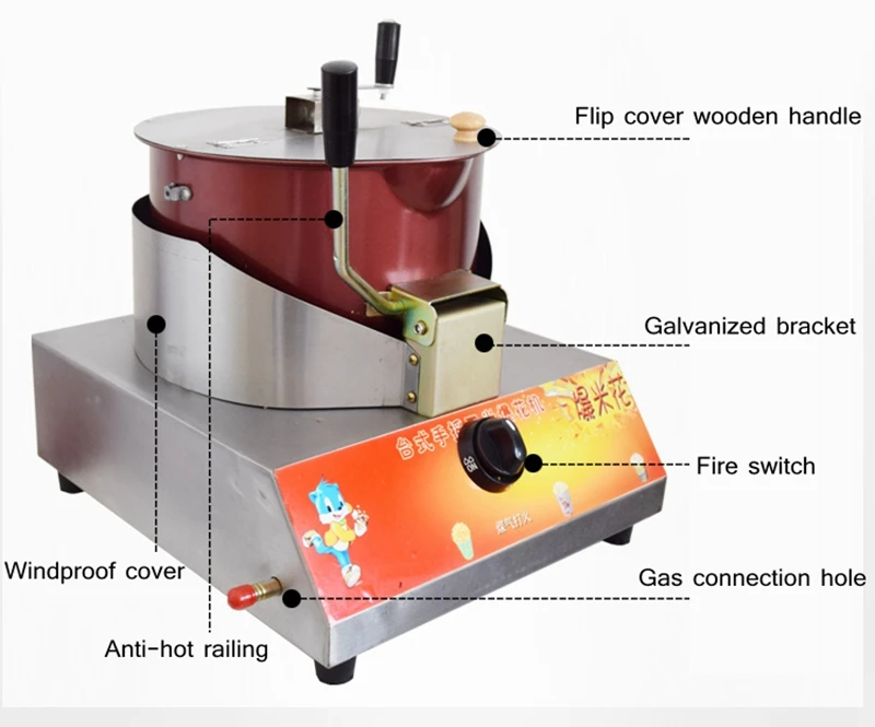 Электрическая домашняя машина для попкорна, ручная работа, один горшок, газовый попкорн, коммерческий горшок для попкорна, для домашнего бизнеса, ЕС, США, вилка