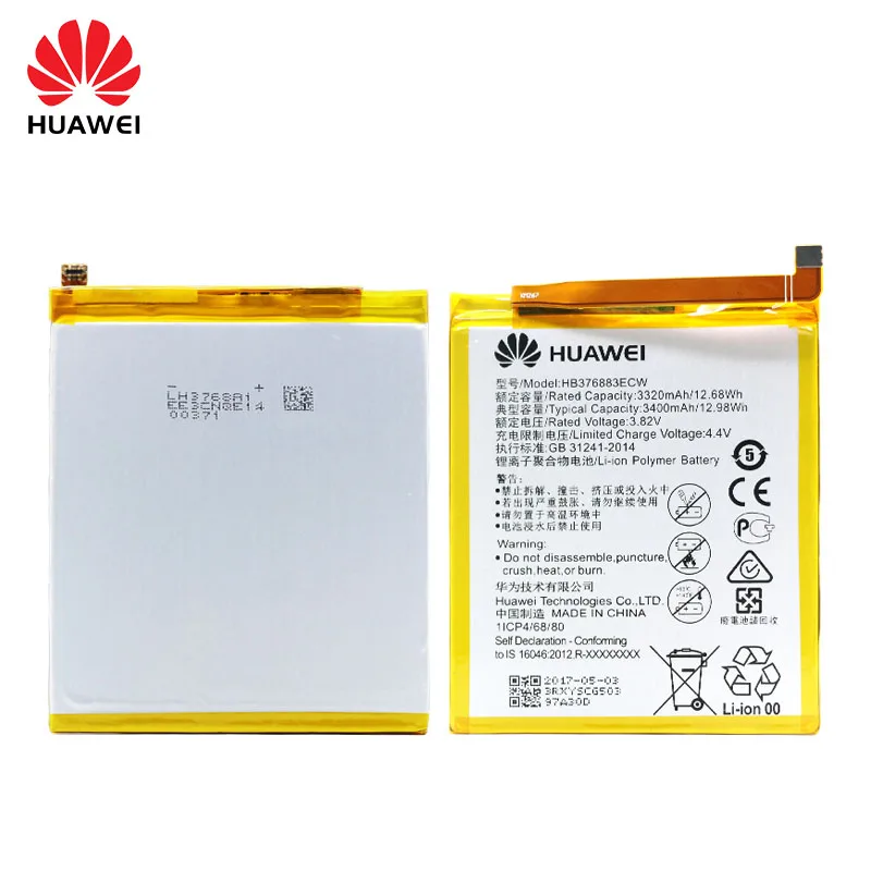 100% оригинальный сменный аккумулятор для телефона Huawei HB376883ECW 3400 мАч P9