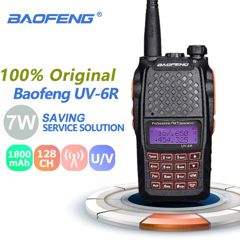 

Baofeng UV-6R 7W Dual Band VHF UHF Radio Walkie Talkie Ham Radio Hf Transceiver Walky Talky Professional Portable Cb Radio 10 Km