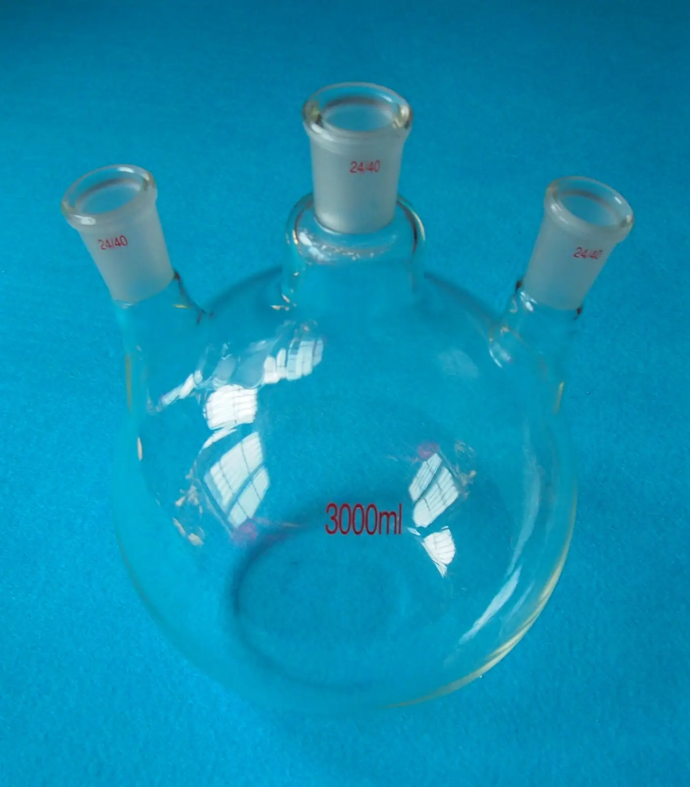 3000ml,24/40,3 Neck,Flat Bottom Glass Flask,Three Neck,Laboratory