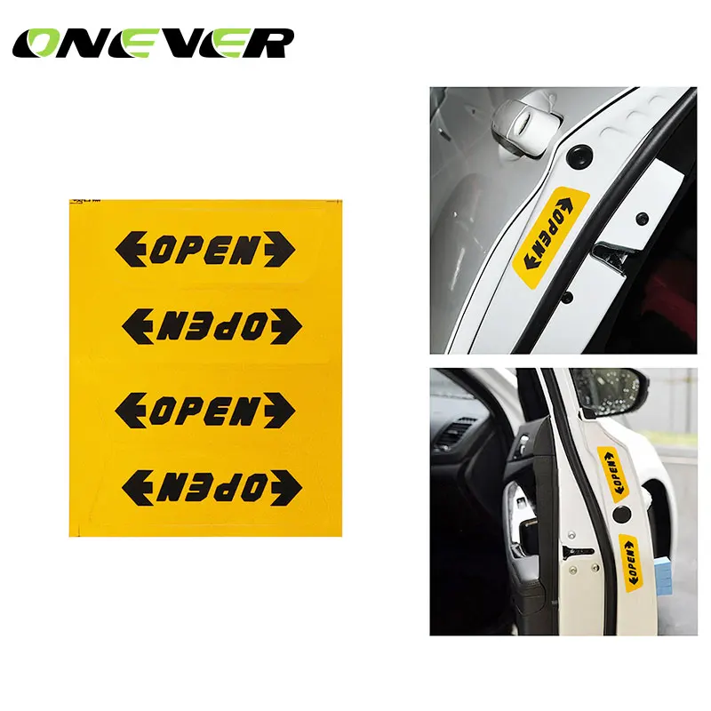 Onever 1set/4pcs Car Styling Car Sticker Car Door Open Warning Stickers