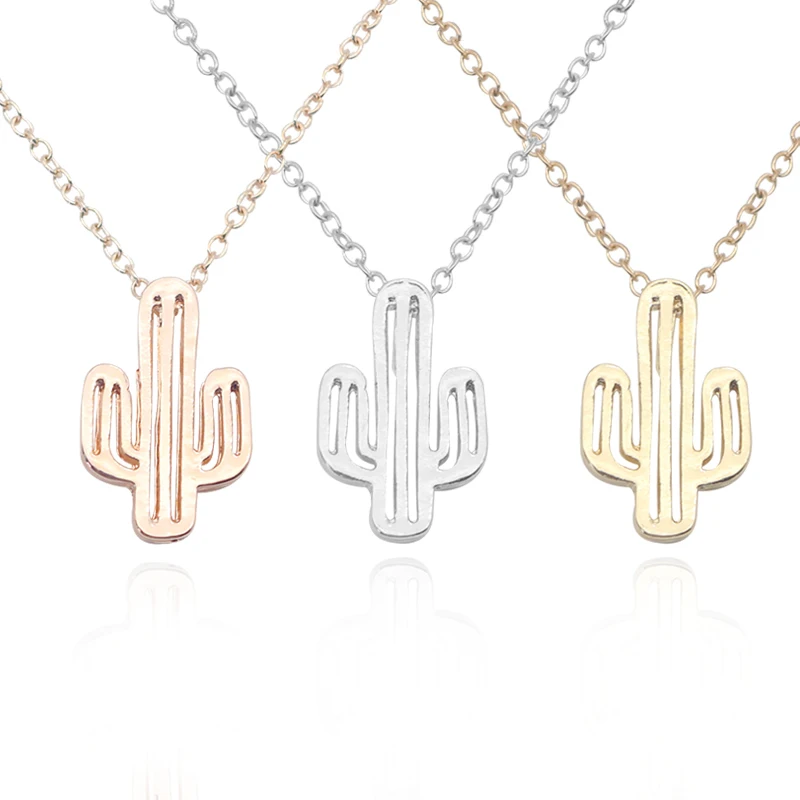 

Hollow Mexican Cactus Chokers For Women Fashion Pendant Statement Necklace Stainless Steel Chain Pendants For Gifts Dropshipping
