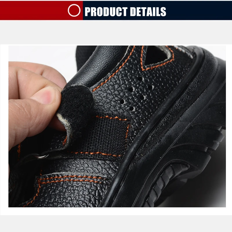 Защитные тапочки со стальным носком Защитная Рабочая обувь кожаные сандалии с ремешками Популярные летние Черные тапочки безопасная обувь