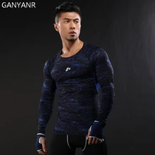 GANYANR футболка для бега для мужчин Рашгард теннис баскетбол футболка Топы Спортивные Фитнес Спортивная одежда для спортзала компрессионные, для бега колготки для упражнений