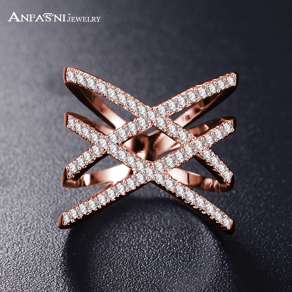 

Hot!Bottom Price Only 2 Weeks Fashion Rings for Women Double Letter X Shape Ring Zirconia Micro Paved Women Anel Dropshiping
