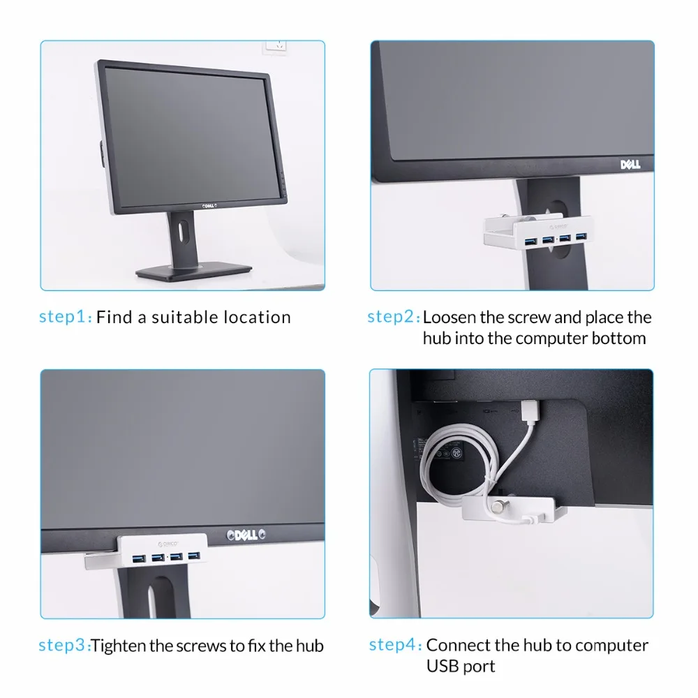 Baratos ORICO MH4PU aluminio 4 puertos USB 3,0 cubo tipo Clip para escritorio portátil rango de Clip 10 32mm con Cable de fecha de 100 cm plata
