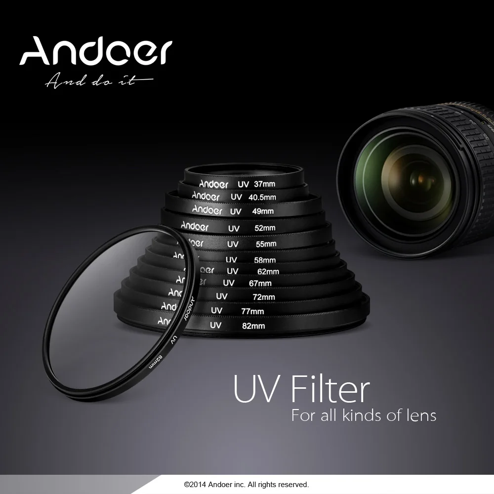 Andoer 58 мм/49 мм/52 мм/55 мм/62 мм/67 мм/77 мм/82 мм УФ ультрафиолетовый фильтр протектор объектива для Canon Nikon DSLR камеры