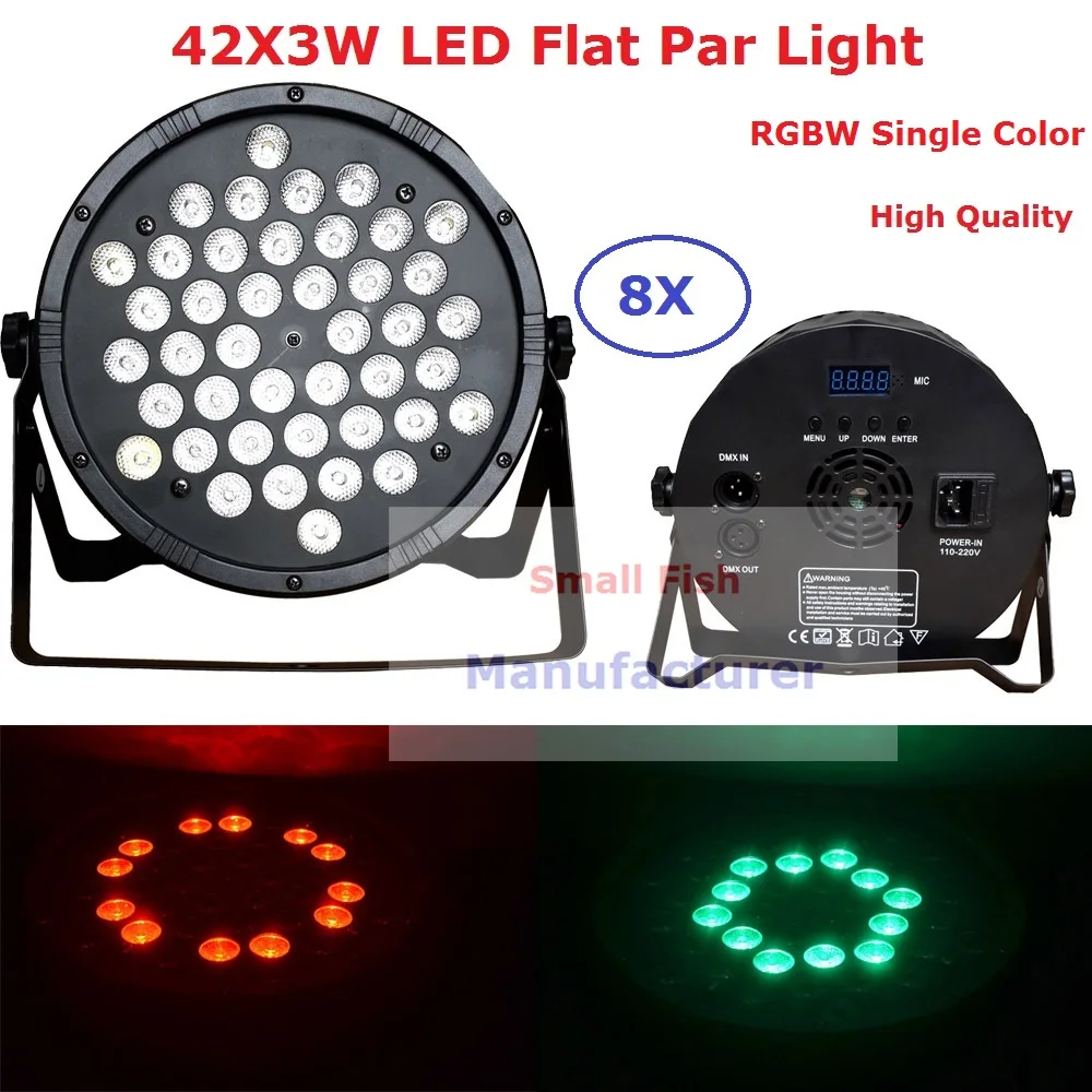 8Pcs/Lot 42X3W Flat Led Par Light RGBW Single Color Led Flat Par Lights