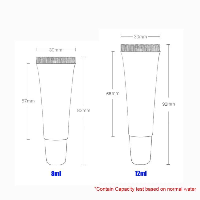 10 шт. пустые косметические контейнеры для блеска для губ, упаковка 8 мл, 12 мл, мягкие пластиковые прозрачные упаковочные тюбики с крышками, контейнер для бальзама для губ