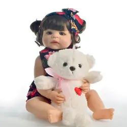 55 см полный силикона Reborn Baby Doll 22 дюймов Реалистичная похожая на ребенка кукла, винил новорожденных малышей Рождественский подарок купаться