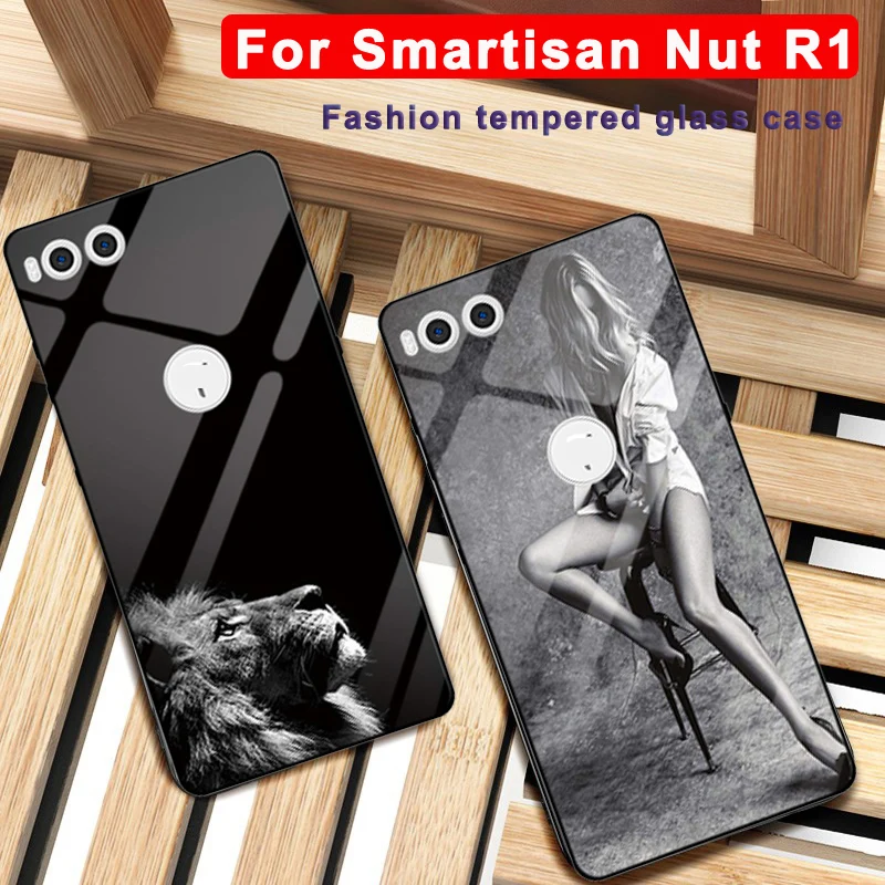 

6.17" For Smartisan Nut R1 case wolf lady Tempered Glass Silicone Frame Glass Hard Cover For Smartisan nutR1 shell DE106 Cases