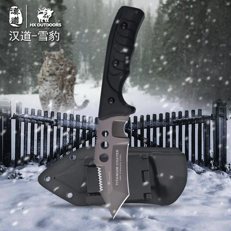 HX OUTDOORS 440C Knife Survival Hunting Knife Camping Tools stainless knife Training Knife titanium cool steel defense