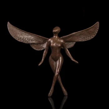 

35 CM Western Art Deco Bronze Women Girl fairy Maiden Angel Abstract Sculpture