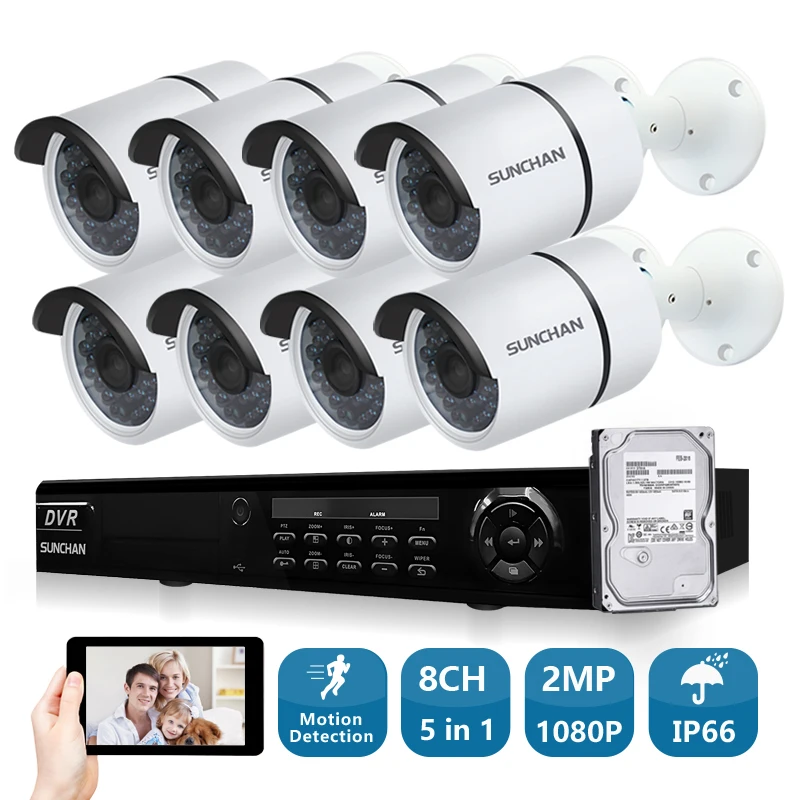 

SunChan AHD-H 8CH CCTV System 1080P DVR 3000TVL Outdoor Video Surveillance Security Camera System 8 channel DVR Kit 1TB