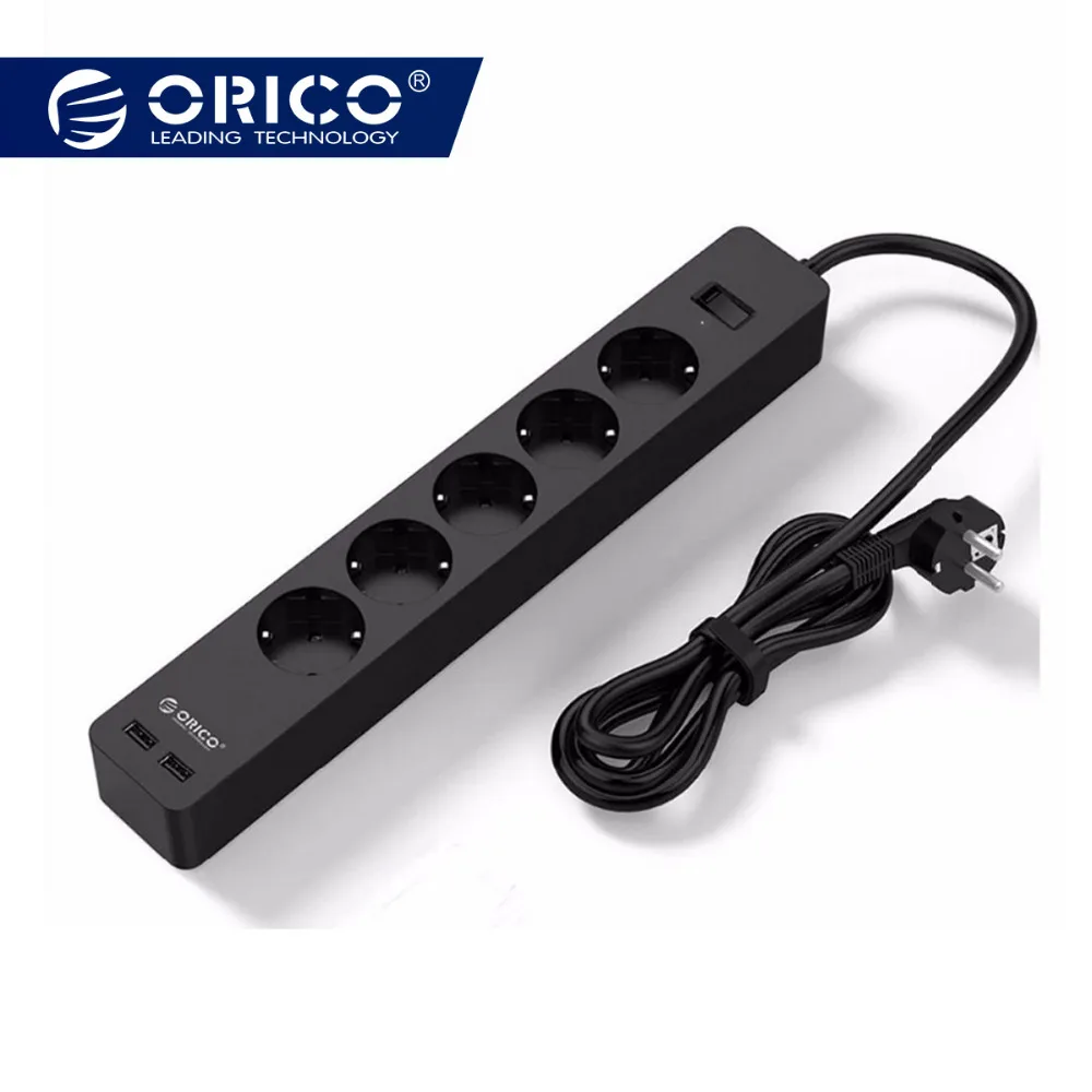 Цена ORICO 3 5 AC + 2 USB мощность полосы электронный разъем офис стабилизатор напряжения ЕС Plug hargers расширение умная розетка черный белый