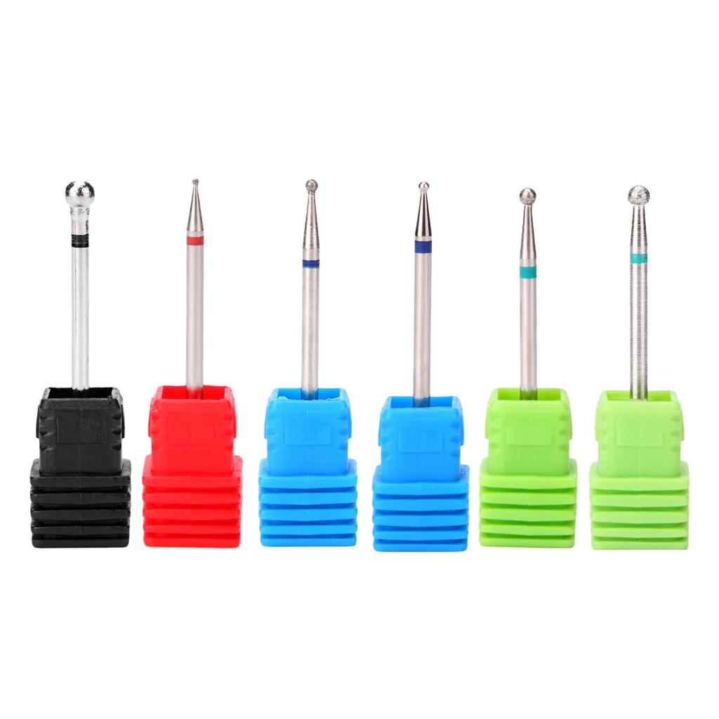 2.35mm Ball Head Nail Drill Bit Polishing Barrel Head Nail Files Bits For Nail Art Manicure Machine Accessories 6Pcs