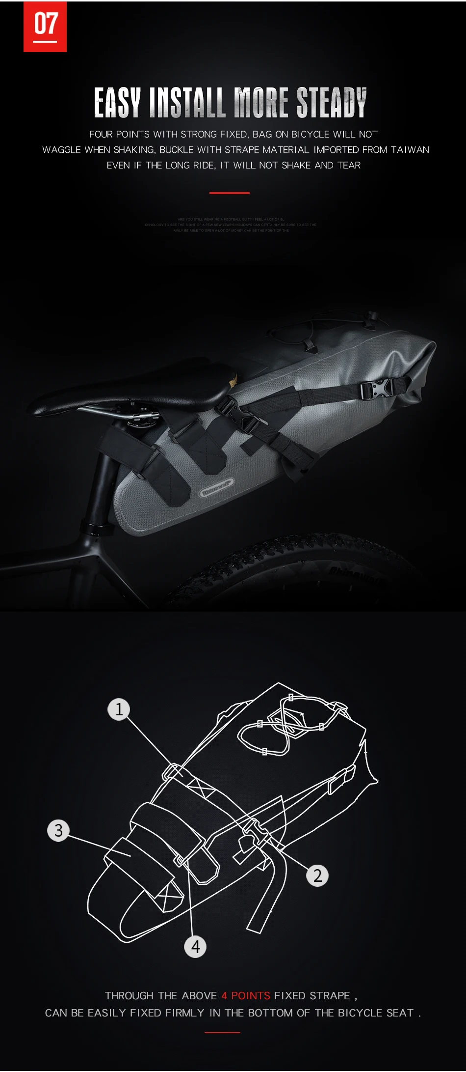 Perfect RHINOWALK Bicycle Bike Saddle Bags 10L High Capacity Tail Bag Prevent Rainwater MTB Road Cycling Travel Rear Goods Shelf Bags 12