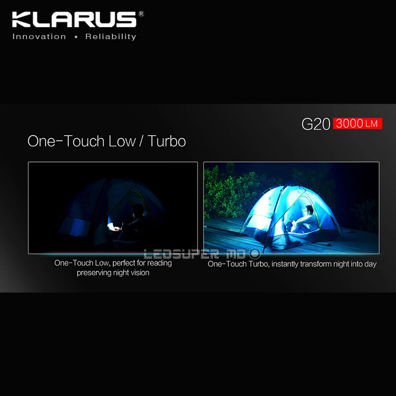 Original KLARUS G20 XHP70 N4 LED 3000 Lumens Flashlight Dual-Switch Mini Search Light with 26650 Ba - 32720788672